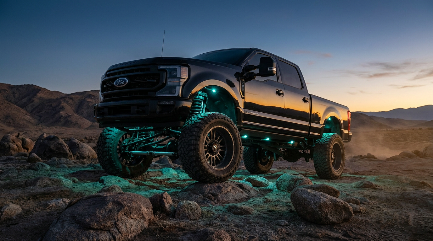 Lifted truck with LED lights